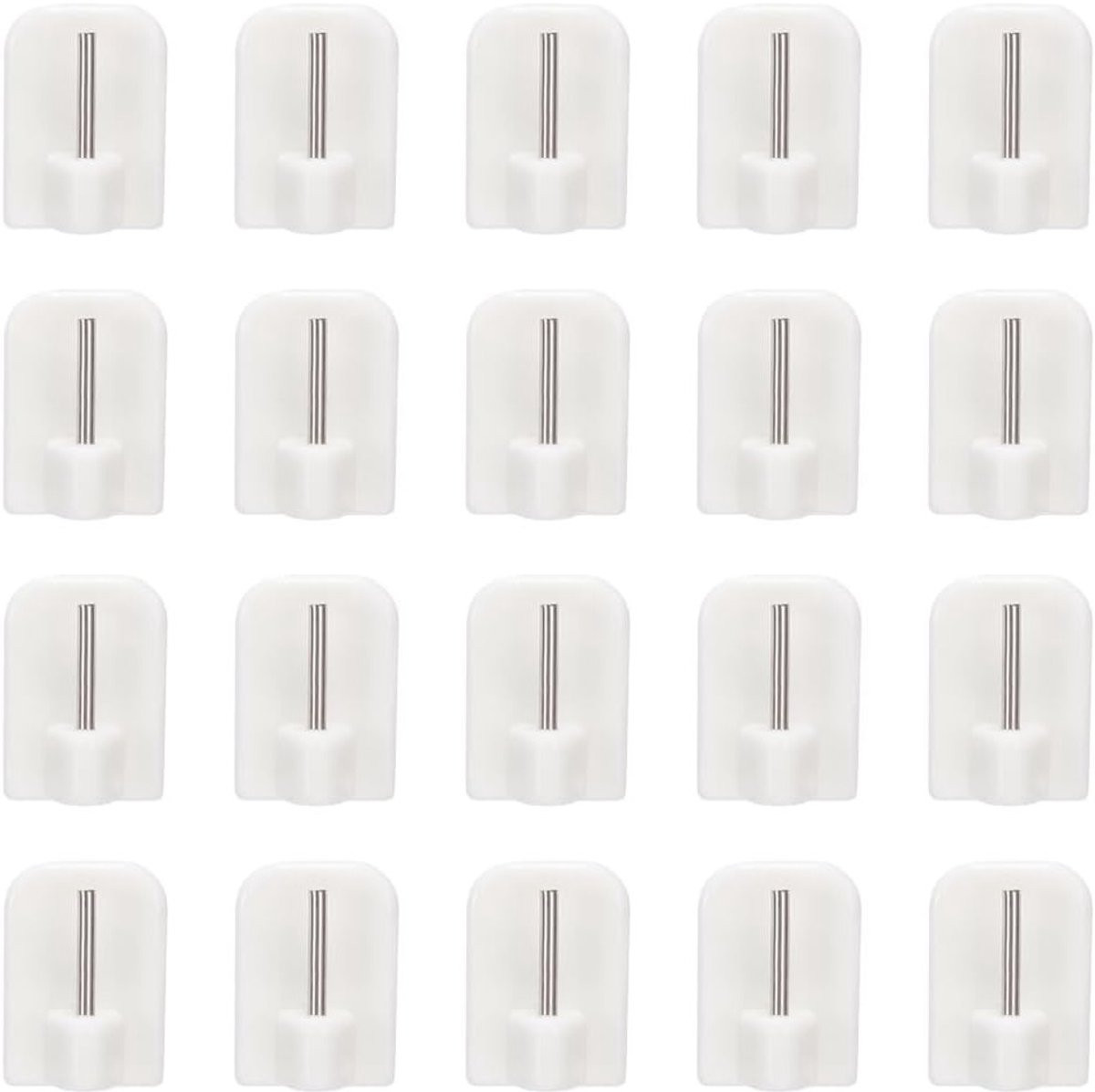 20 Stuks Zelfklevende Haakjes voor Sleutels, Gordijnen en Decoratie - Wit - 24 x 17 mm