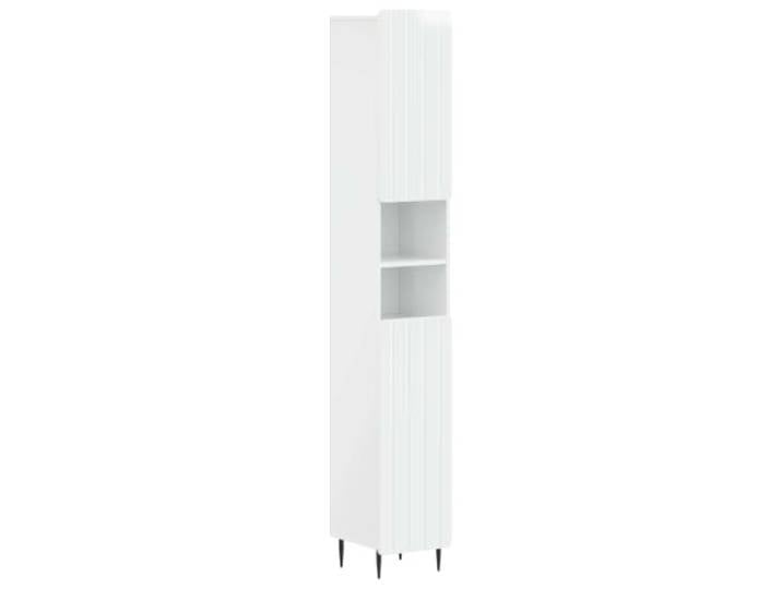 PUGYNBK 3-teiliges Badmöbel-Set ZWOLLE Behandeltes Holz, wendbare Türen, kompaktes Design, offenes Regal und Fächer