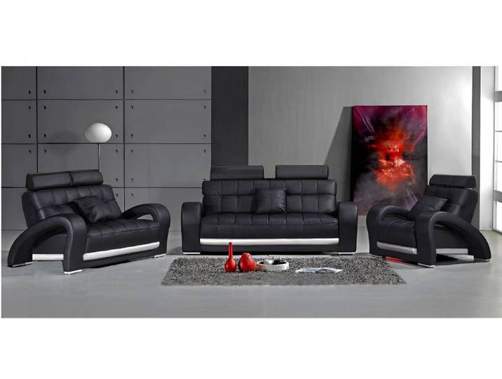 Xlmoebel Polstergarnitur Ledersofa B2023 in modernem Design mit elegantem Erscheinungsbild, (Polstergarnitur, 3-tlg., Sofa B2023), Hergestellt in Europa
