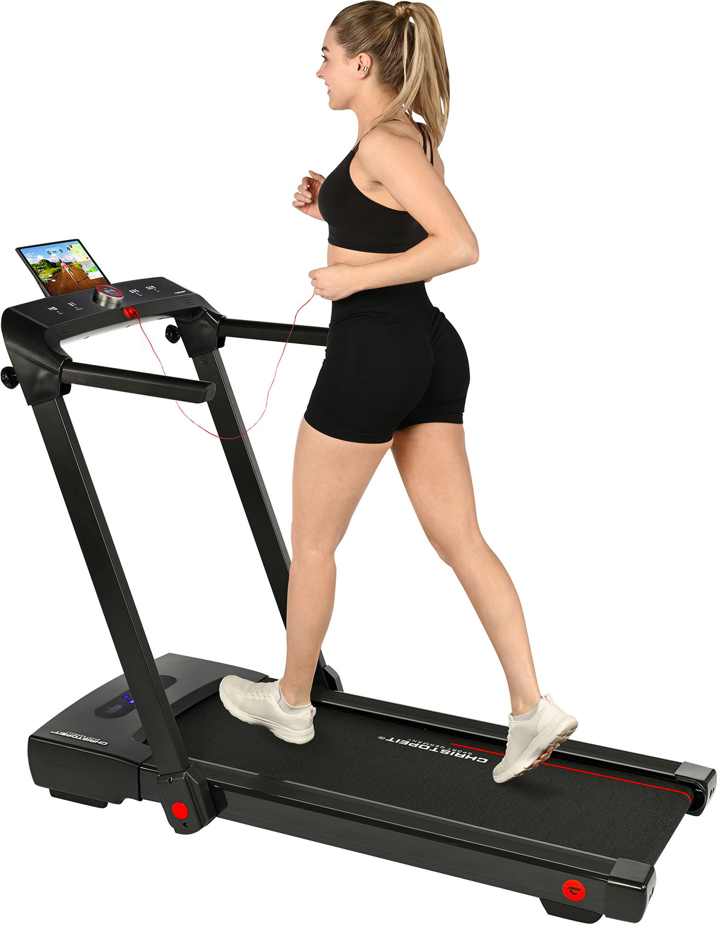 Christopeit 2-in-1 Laufband - Walking Pad & Laufmaschine, 110x40 cm Lauffläche, Kinomap & Fithome Kompatibel, LED Smart Control, Bluetooth Lautsprecher, Platzsparend für Zuhause & Büro