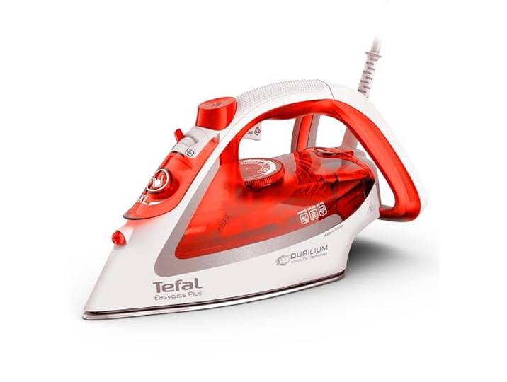 Tefal FV5738 Easygliss Plus Dampfbügeleisen 2800 W 45 g/Min. automatische Dampfmengenregulierung 230 g/Min. Dampfstoß 3 Dampfzonen Vertikaldampf Orangerot/Weiß/Silber