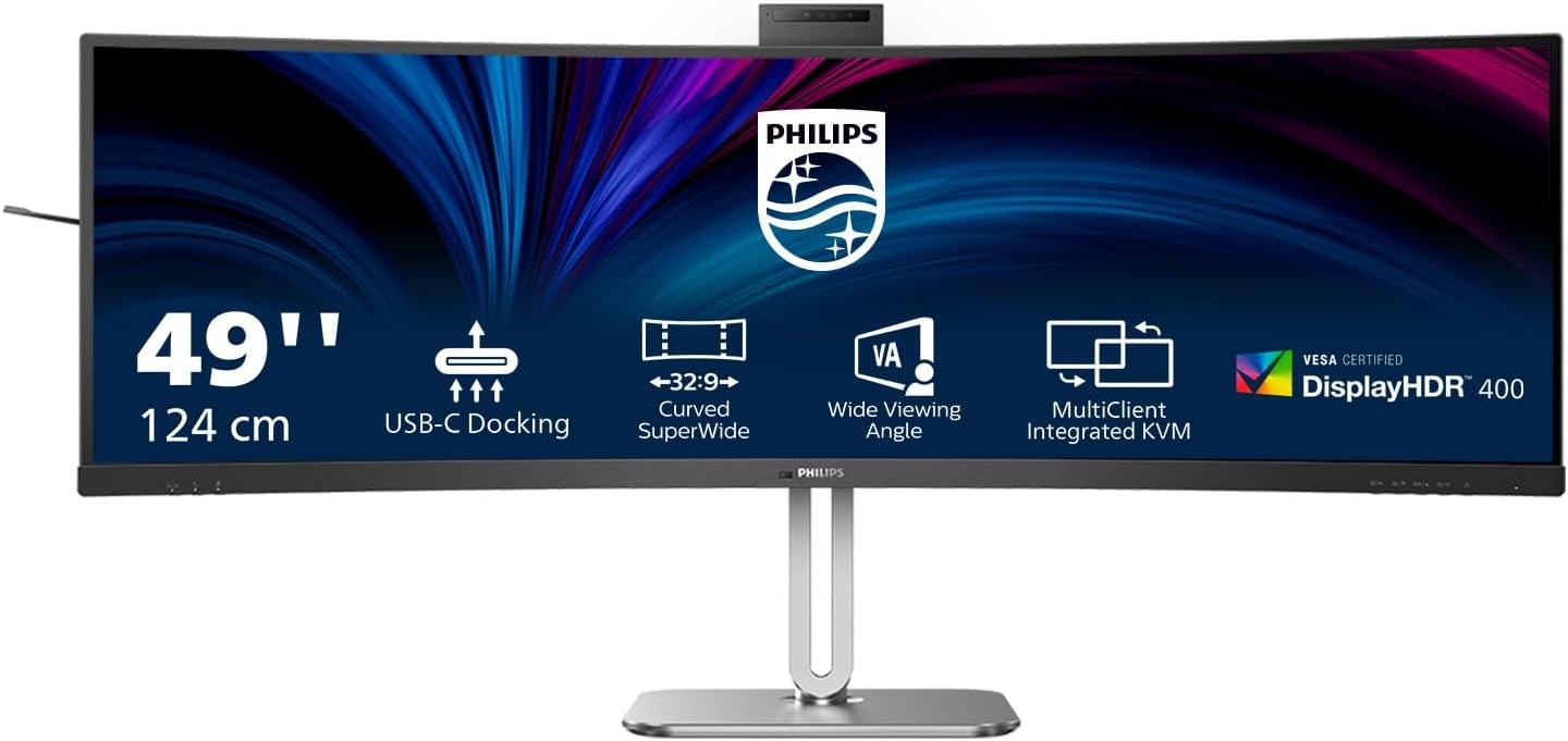 Philips 49B2U5900CH 48.8 Zoll DQHD VA Curved Office Monitor 32:9 DP/HDMI/USB-C PD100W Docking 75 Hz 49B2U5900CH/00