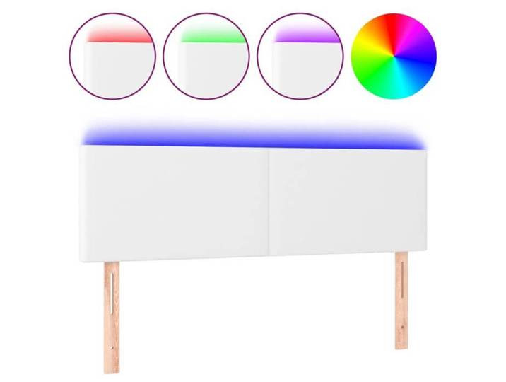 Réduction - Armoire chambre@ Tête de lit à LED - pour lire/regarder télévision - Blanc 144x5x78/88 cm Similicuir @FR762479