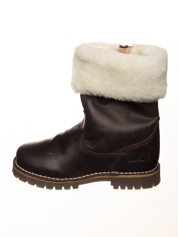 POM POM Leder-Winterstiefel in Braun - 25