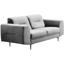 2-SITZER SOFA Venezia hellgrau mit schwarzen Beinen