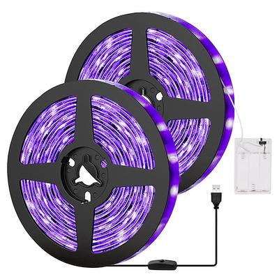 LED-UV-Schwarzlichtstreifen, violettes Licht mit USB- oder batteriebetriebenem SMD2835, 380–400 nm UV-Licht für fluoreszierenden Tanz, UV-Körperbeschichtung, nicht wasserdichte Schwarzlichtlampe