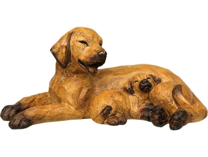 Dekofigur AMBIENTE HAUS Hund mit Welpe , braun, Metall, Dekofiguren, Dekofigur, liegend