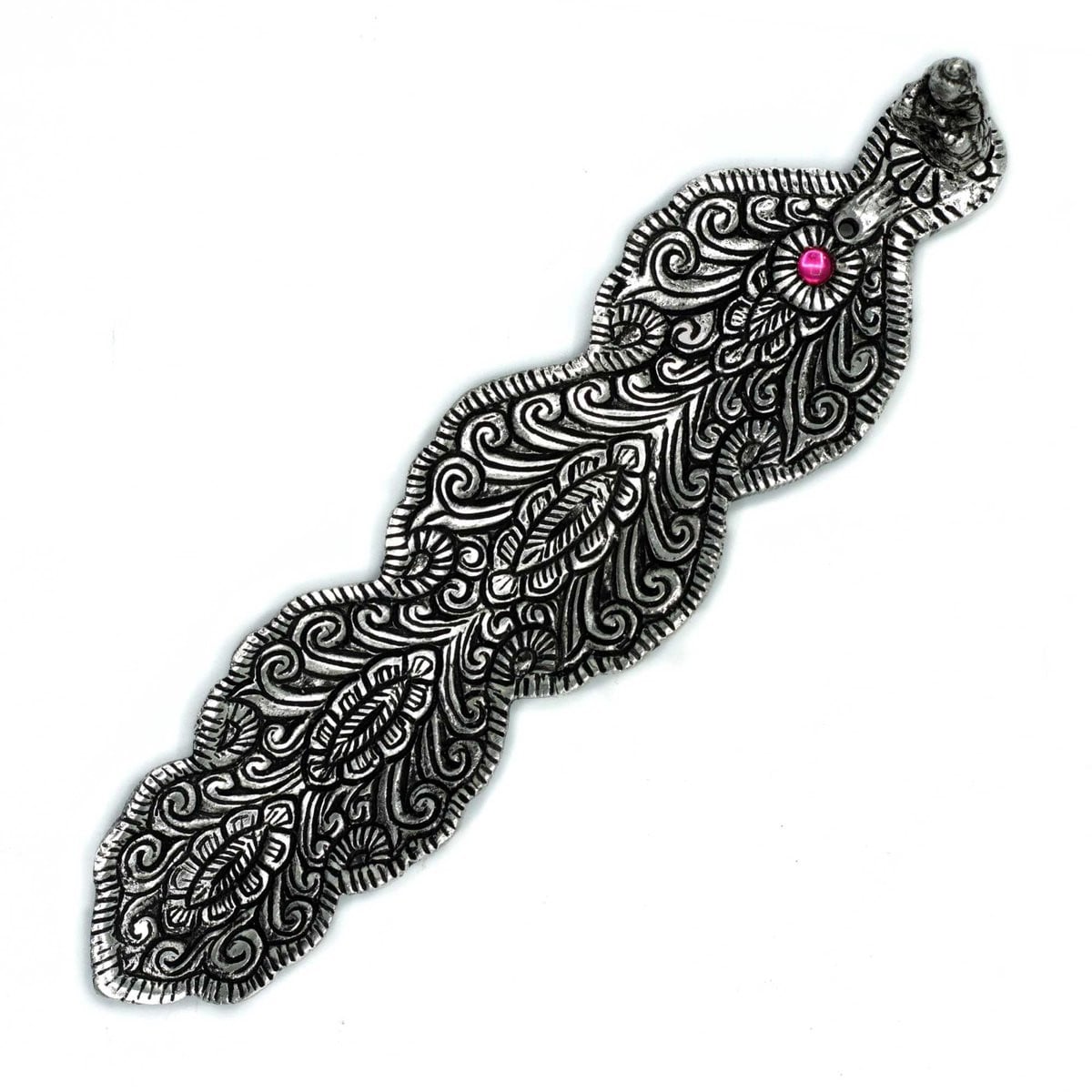 Ancient Wisdom Gepolijste aluminium Boeddha lange wierookhouder 20 cm