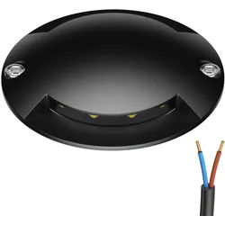 ledscom.de LED Bodenleuchte, Wegmarkierung RUNDA für außen, IP67, 2-flammig, schwarz, rund, 70mm Ø, warmweiß