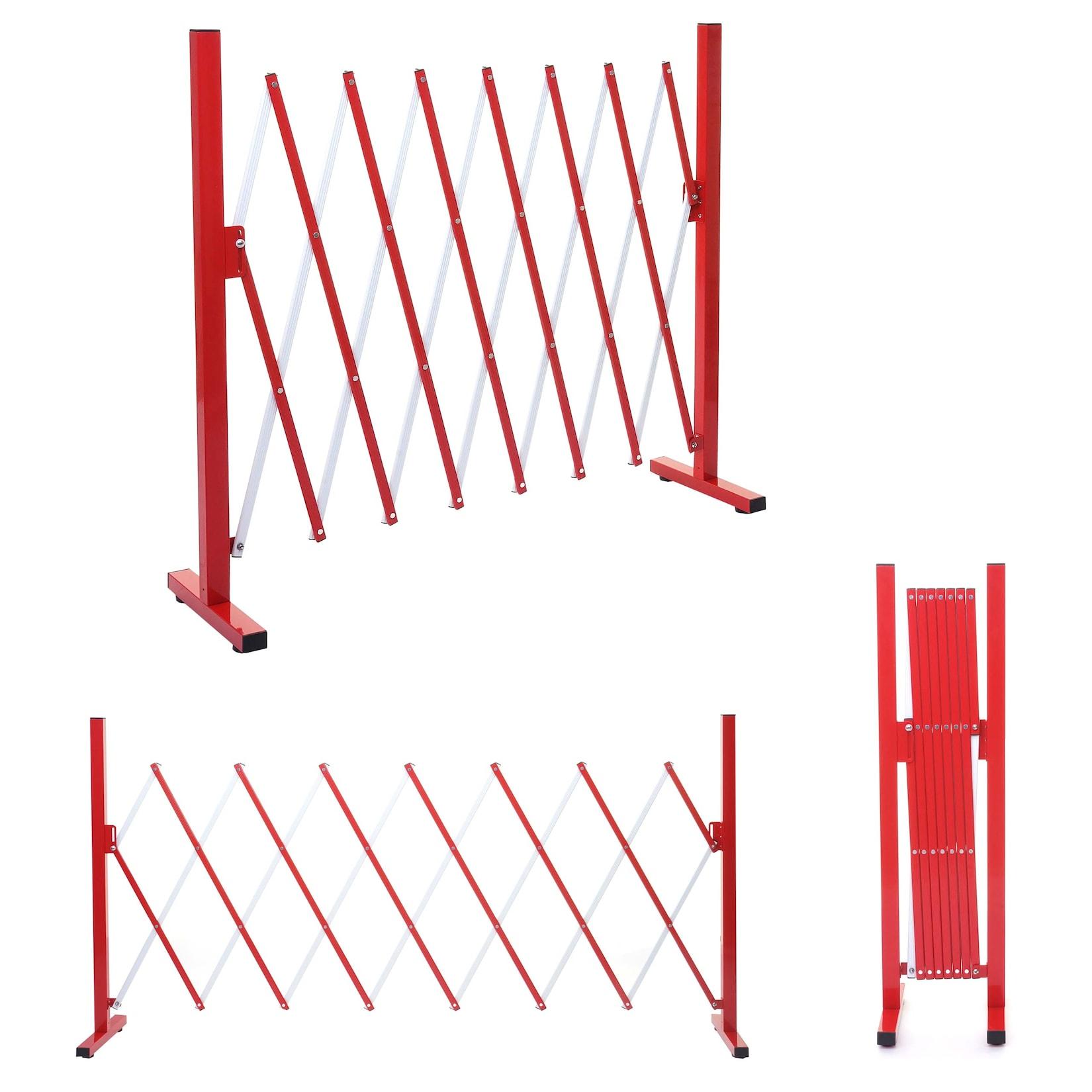 Absperrgitter MCW-B34, Scherengitter Zaun Schutzgitter ausziehbar, Alu rot-weiß ~ Höhe 103cm, Breite 28-200cm