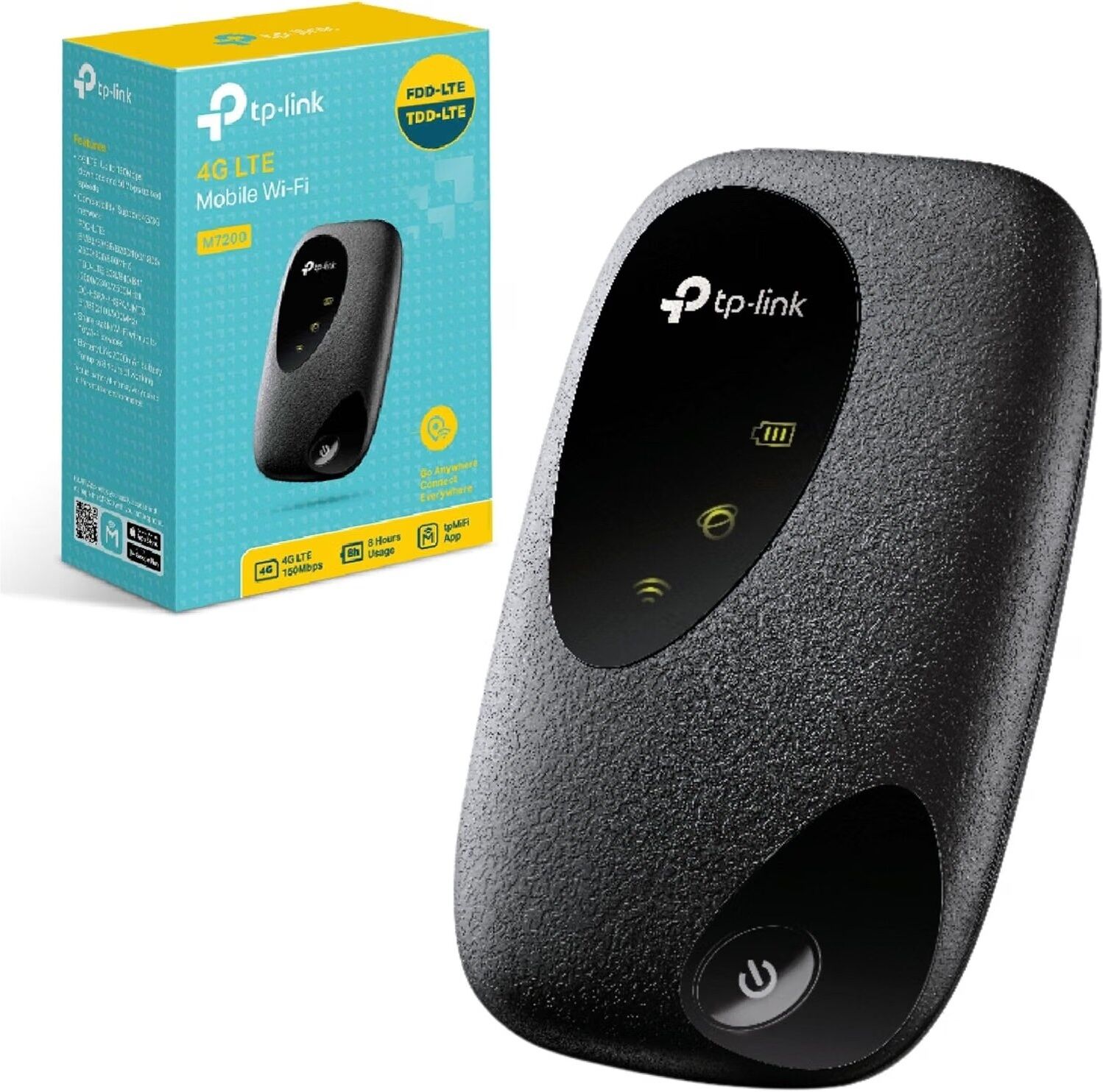 TP-LINK M7200 4G LTE Cat4 Travel Mobile Mi-Fi Hotspot, 300Mbps Wi-Fi, Up to 10 Devices, 2000mAh Battery, Black