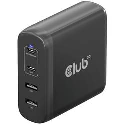 club3D CAC-1912 Notebook-Netzteil 100 W 2x USB-A, 2x USB-C® USB PD Schwarz Innenbereich GaN, USB Power Delivery (USB-PD)