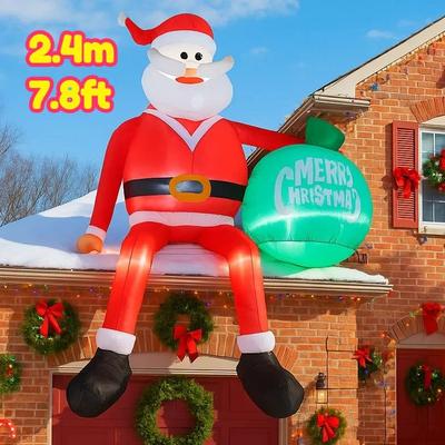 Uplift Treasures 7.8FT LED Inflatable Santa Claus On Chimney Christmas Yard Decoration qm0188 86wj us