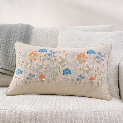 Irisa Floral Embroidered Pillow - Grandin Road