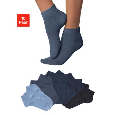 Kurzsocken H.I.S "Damen Sport Basic Socken, Laufsocken ohne Frottee", Damen, Gr. 35-38, Sockengröße, blau (2x marine, 2x dunkeljeans meliert, 2x helljeans meliert, 2x jeans, 2x dunkelblau), Baumwolle, Elasthan, Polyamid, unifarben, elastisch,...