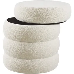 tectake Sitzhocker Altu, gepolstert, Stauraum  Bouclé Creme-Weiß