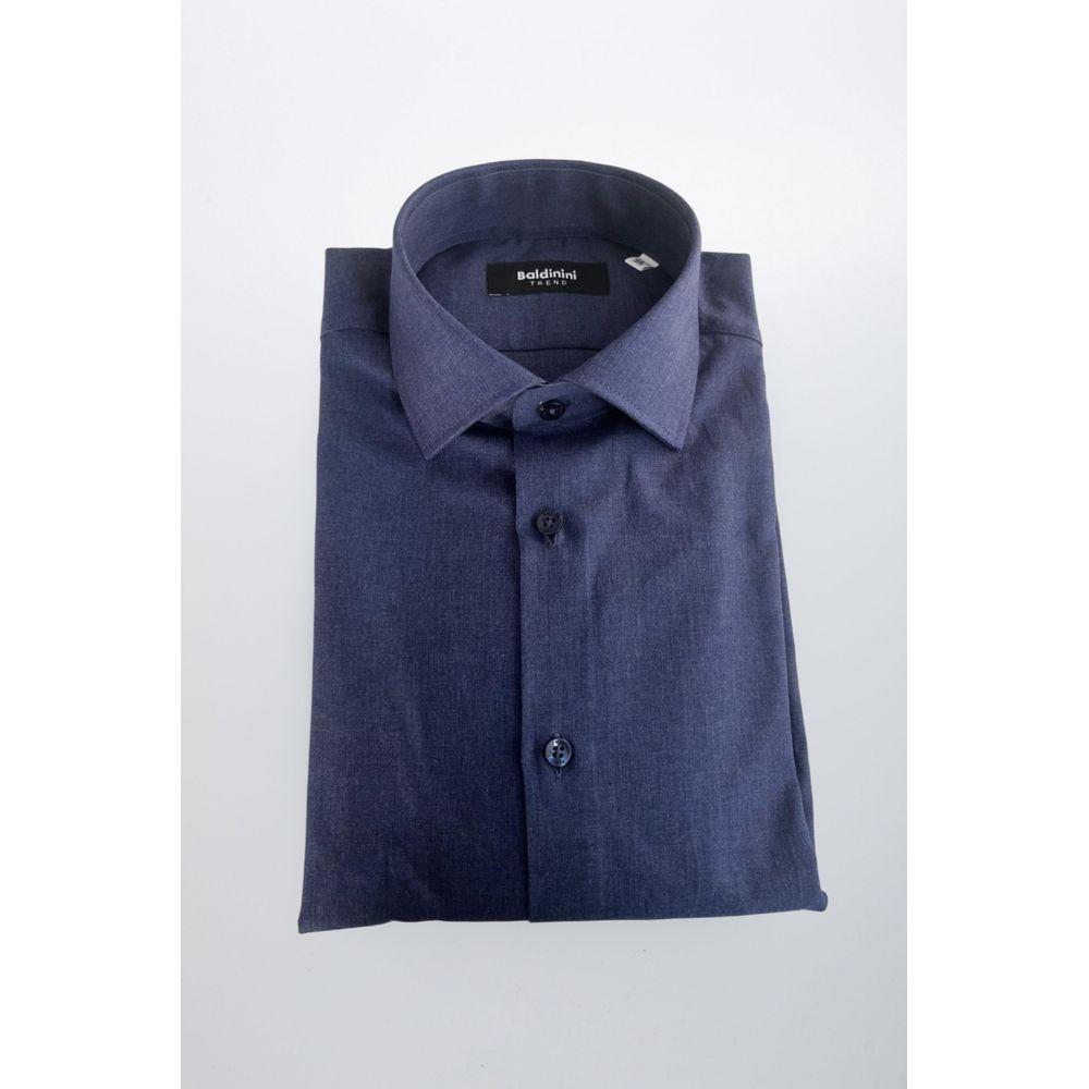 Baldinini Trend Blaue Baumwoll-Herrenhemd