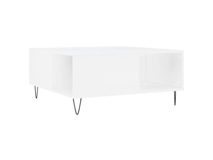Couchtisch, Weiß 80x80x36,5cm, Holzwerkstoff Metallfüße, solide Arbeitsplatte, feuchtigkeitsbeständig, leicht zu reinigen, Wohnzimmer