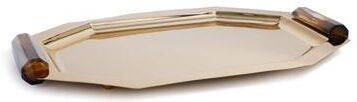Zodax Polished Octagon Metal Serving Trays with Horn Handles