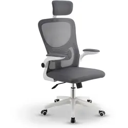 Juskys Bürostuhl Baltimore mit Rollen & Armlehne - Schreibtischstuhl ergonomisch - Stuhl - Grau