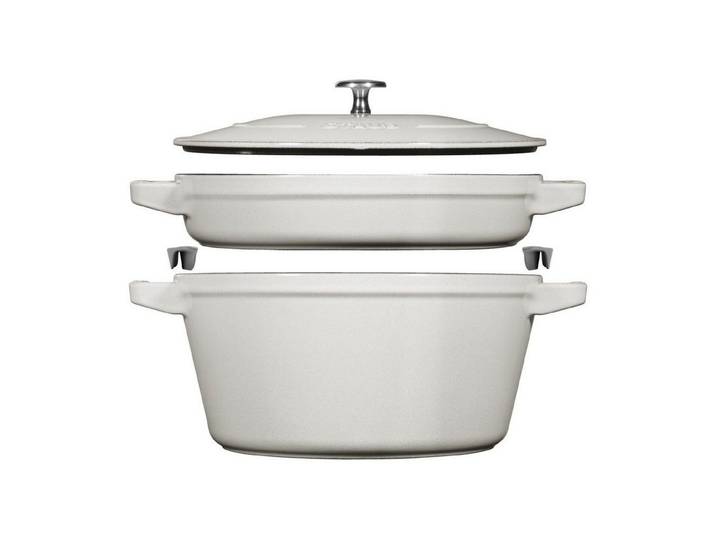 Kochtopf Staub La Cocotte Kochtopfset, 2-tlg rund Gusseisen Weisser Trüffel Kochtopf Topf, (2-tlg)