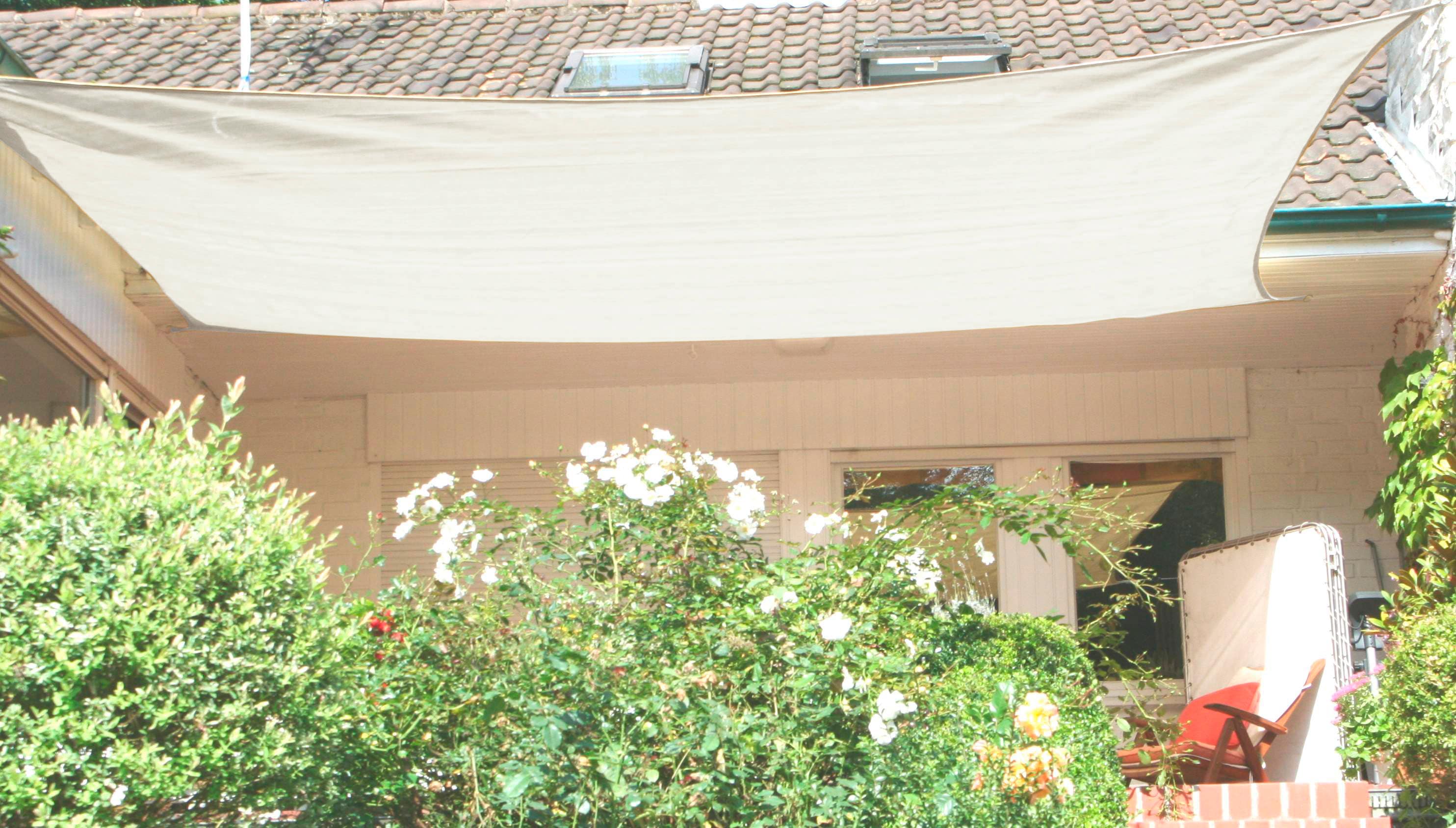 Sonnensegel FLORACORD, beige (cremefarben), B:500cm T:400cm, HDPE (High Density Polyethylen), Sonnensegel, Sonnensegel, BxT: 500x400 cm, cremeweiss cremefarben B/T: 500cm x 400cm