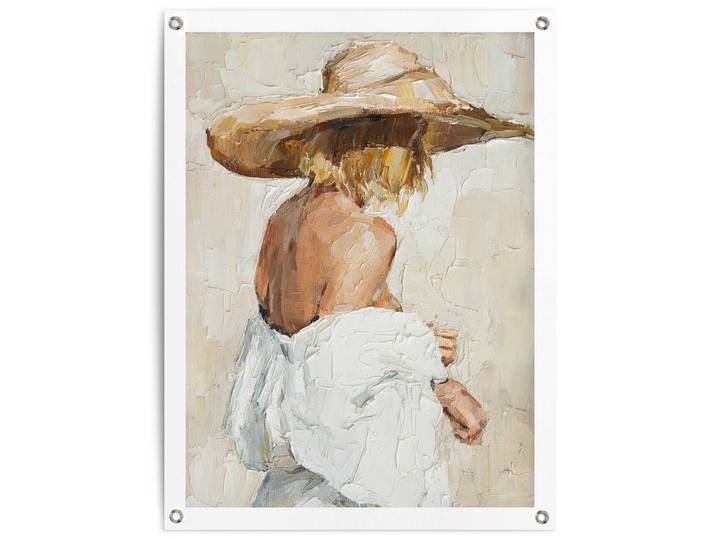 Poster REINDERS Summer Girl , beige (farbe bild(er): beige), B:60cm H:80cm T:0,1cm, Bilder, Poster, Garten - Frau - Strohhut - Beige - Leinwand - Menschen - 60x80 cm