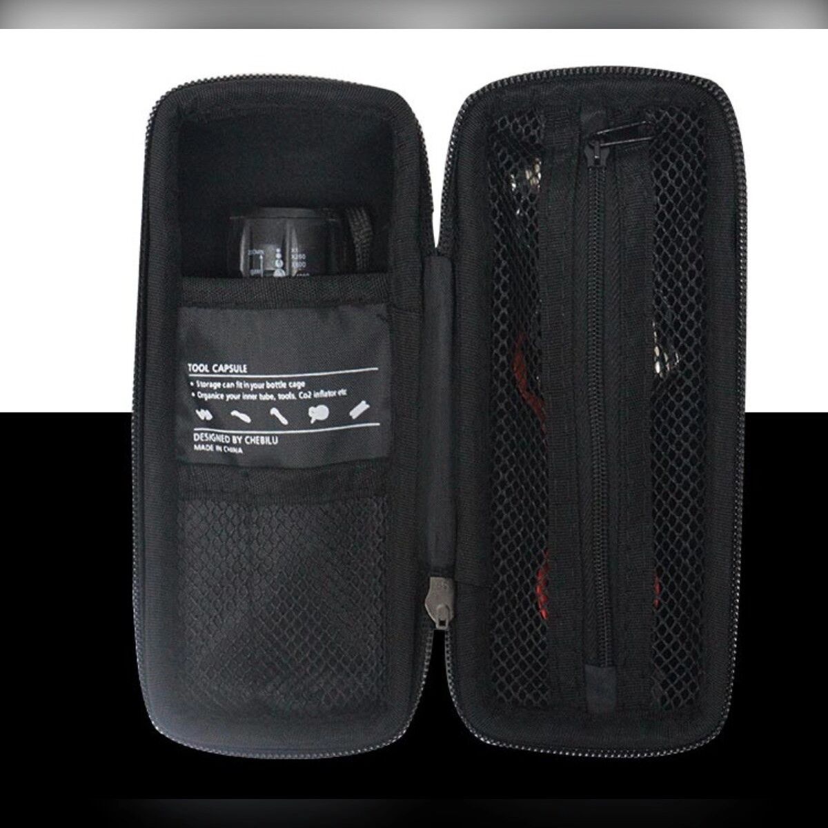 INF Fahrrad Werkzeugtasche mit Carbon Textur Hartschale für Trinkflaschenhalter – Sicher & Organisiert