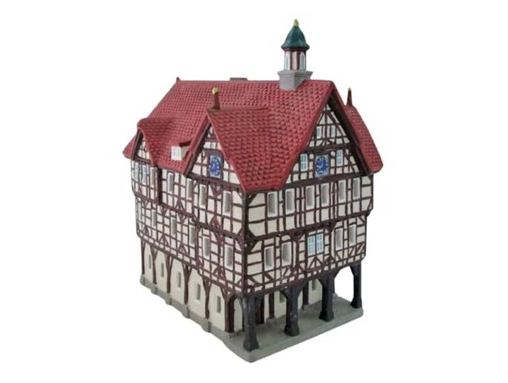 Lichthaus Porzellan Rathaus in Bad Urach 14x20x22 cm - Deko Haus - Deko für Weihnachten - Stimmungsvolles Dekohaus aus Porzellan - Lichthaus - Haus aus Porzellan zum Beleuchten - Porzellanhaus - Lichthaus aus Porzellan - Windlichthaus - Weihnachtsdeko