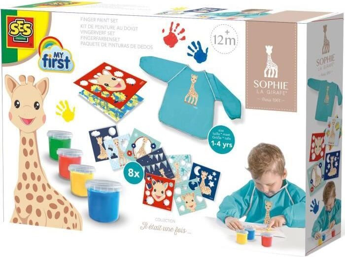 SES Creative Vingerverfset Sophie la Girafe met verfjas