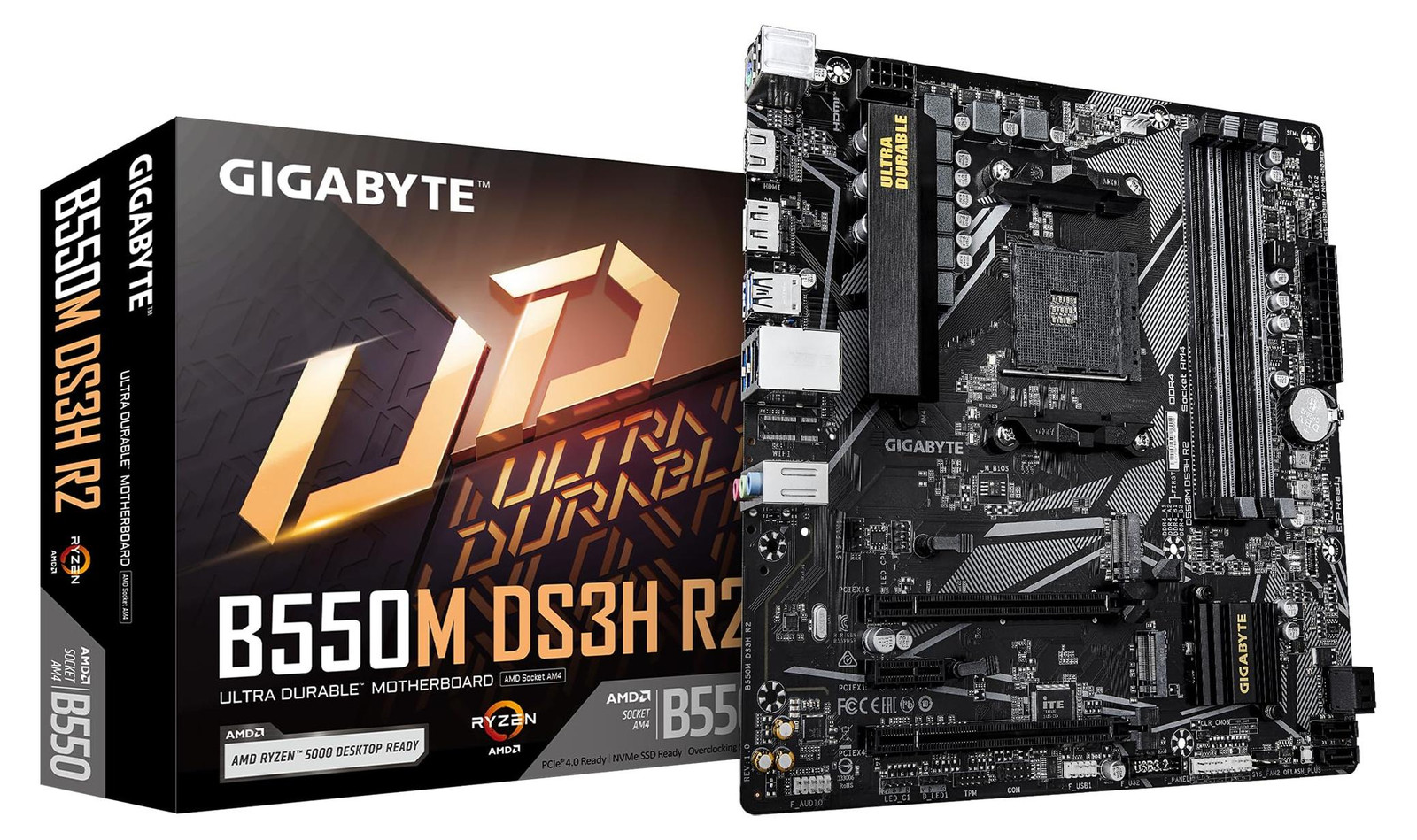 Gigabyte B550M DS3H R2 Motherboard - Micro-ATX - AMD B550 Chipset - DDR4 & PCIe 4.0