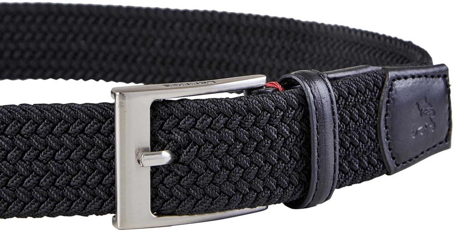 Ledergürtel LERROS "Gürtel *Harvey*", Herren, Gr. 85, schwarz, Materialmix, Gürtel Ledergürtel schwarz 85