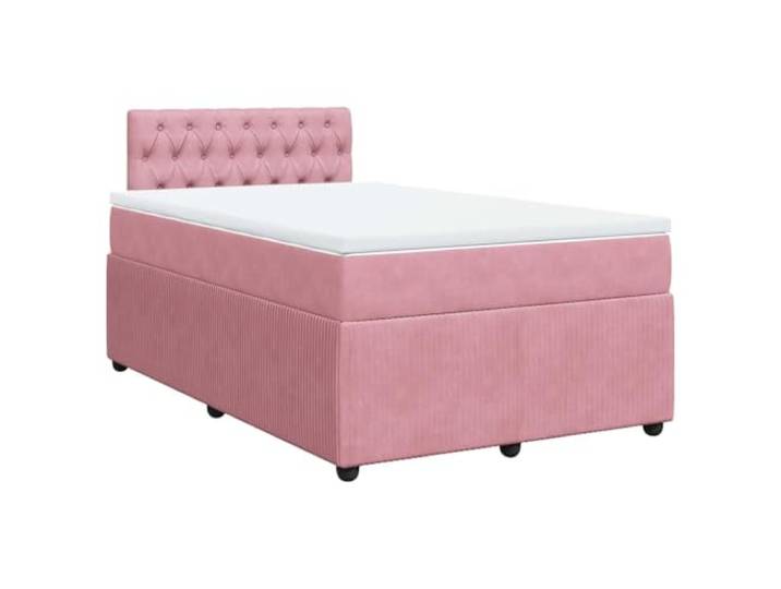 PUGYNBK Boxspringbett aus Samt, Rosa, 120 x 200 cm Taschenfedern, atmungsaktiver Matratzenschoner, waschbarer Bezug, Lattenrost