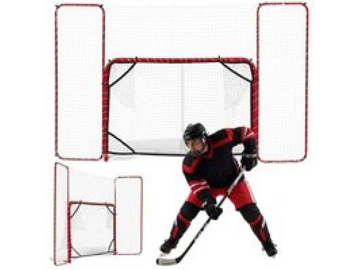 VEVOR But de Hockey avec Filet de Protection et Cible 307x183 cm Portable, Équipement d'Entraînement de Hockey pour Parc Aire de Jeux, Cage de Streethockey Haute Résistance à l'Usure et à la Tension