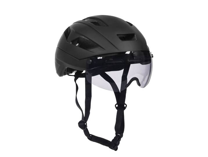 Velohelm Skatehelm mit Visier 58 - 61 cm schwarz