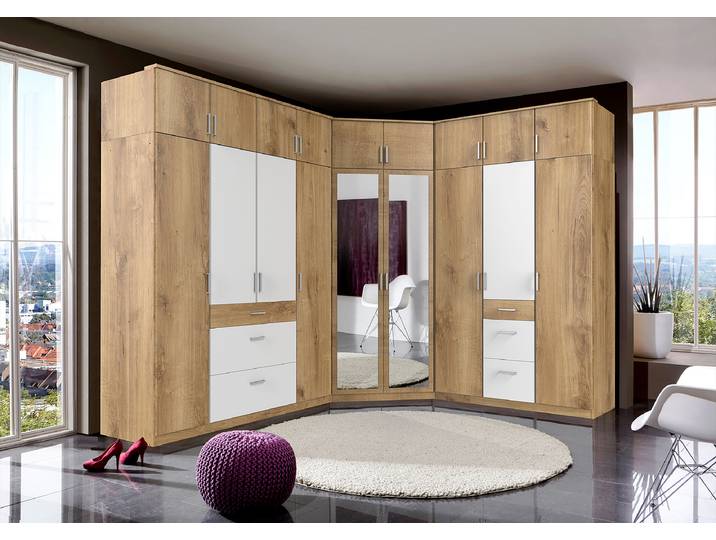 Schrankaufsatz Julan 179cm Braun/Grau/Plankeneiche Dekor/Hellgrau Spanplatte, foliert