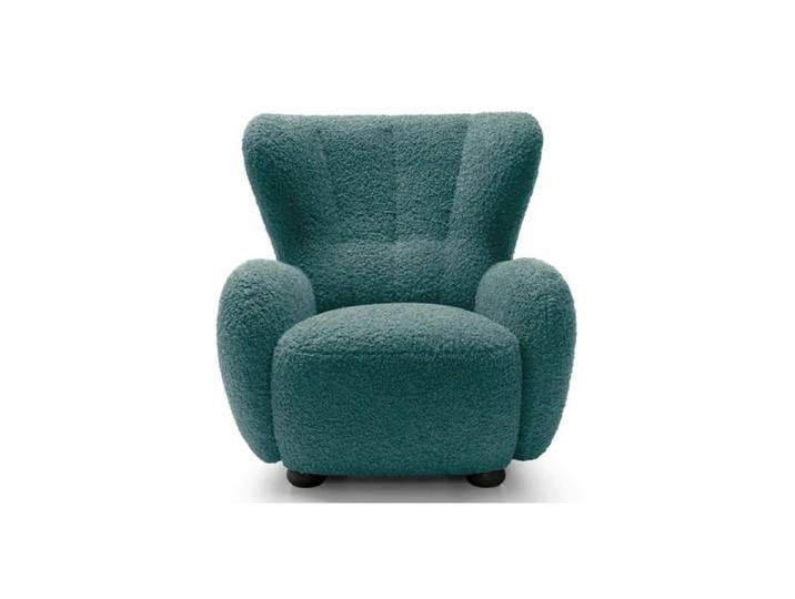 LILI - Fauteuil tissu bouclette - Bleu