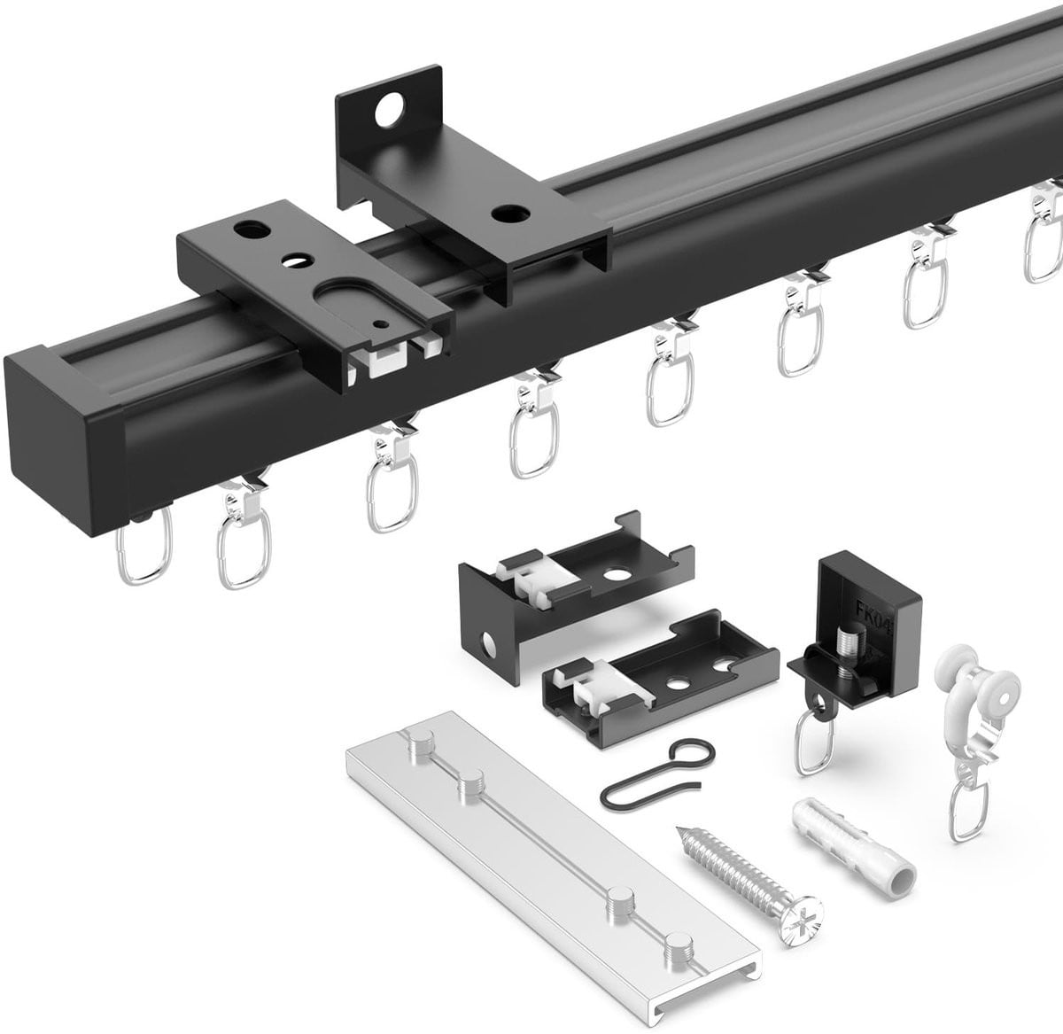 Vlemico Flexibele plafondgordijnrail - Zwart - Voor plafond- en wandmontage