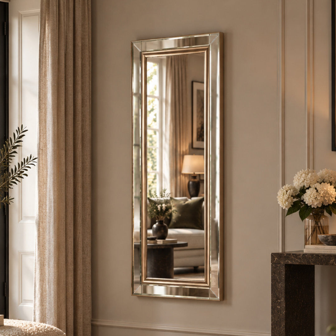 Etta Avenue Abbate Venetian Bevelled Accent Wall Mirror Silver 136cm H x 44.5cm W