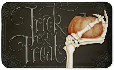"Stupell Trick Or Treat Skeleton Hand Printed Anti-Fatigue Floor Mat, design by Nicole Tamarin, 30""x18"""