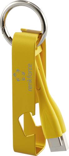 Renkforce USB-Kabel USB 2.0 USB-A Stecker, USB-C Stecker 0.15m Gelb Schlüsselanhänger, Flaschenöffner RF-6721080