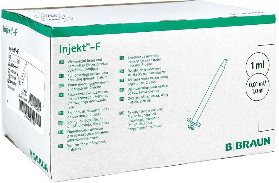 Injekt F Feindosierungsspritze.m.kanüle 0,50x16mm 100X1ml