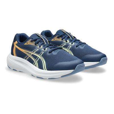 Laufschuh ASICS "GEL-CONTEND 10 GS", Kinder, Gr. 39, blau (independence blau, orange glow), Synthetik, Schuhe Laufschuh, für Kinder & Jugendliche