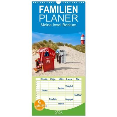 Familienplaner 2026 - Meine Insel Borkum mit 5 Spalten (Wandkalender, 21 x 45 cm) CALVENDO