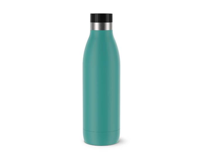 Isolierflasche EMSA Trinkflasche Bludrop , blau (petrol), H:26,1cm, Edelstahl, Trinkflaschen, Isolierflasche, Edelstahl, Quick-Press Deckel, 360 Trinkgenuss, 12h warm/24h kühl