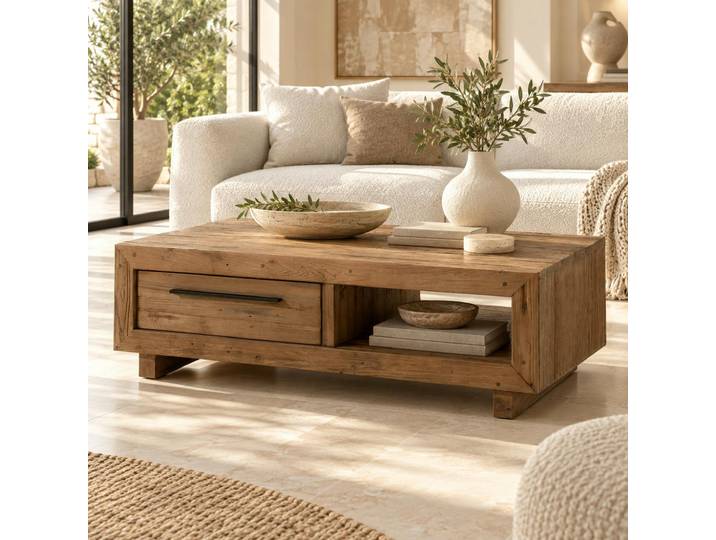 Table basse en teck recyclé naturel KERALA