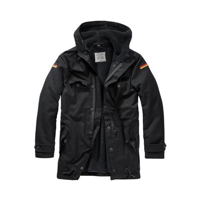 Allwetterjacke BRANDIT "Brandit Herren BW Flag Parka", Herren, Gr. 54, schwarz, 100% Baumwolle, unifarben, loose fit, ohne Ausschnitt, Jacken