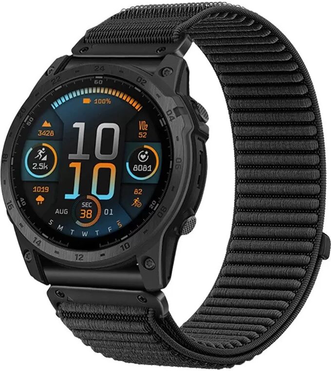 INF Nylon Uhrenarmband kompatibel mit Garmin Fenix 8/Fenix 7X/Epix Pro/Tactix 8 – Leicht und atmungsaktiv Schwarz 22 mm