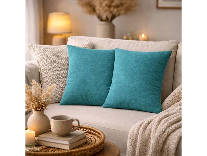 Housse de coussin Elmer 2 pièces Turquoise/Turquoise 40 x 40cm Polyester