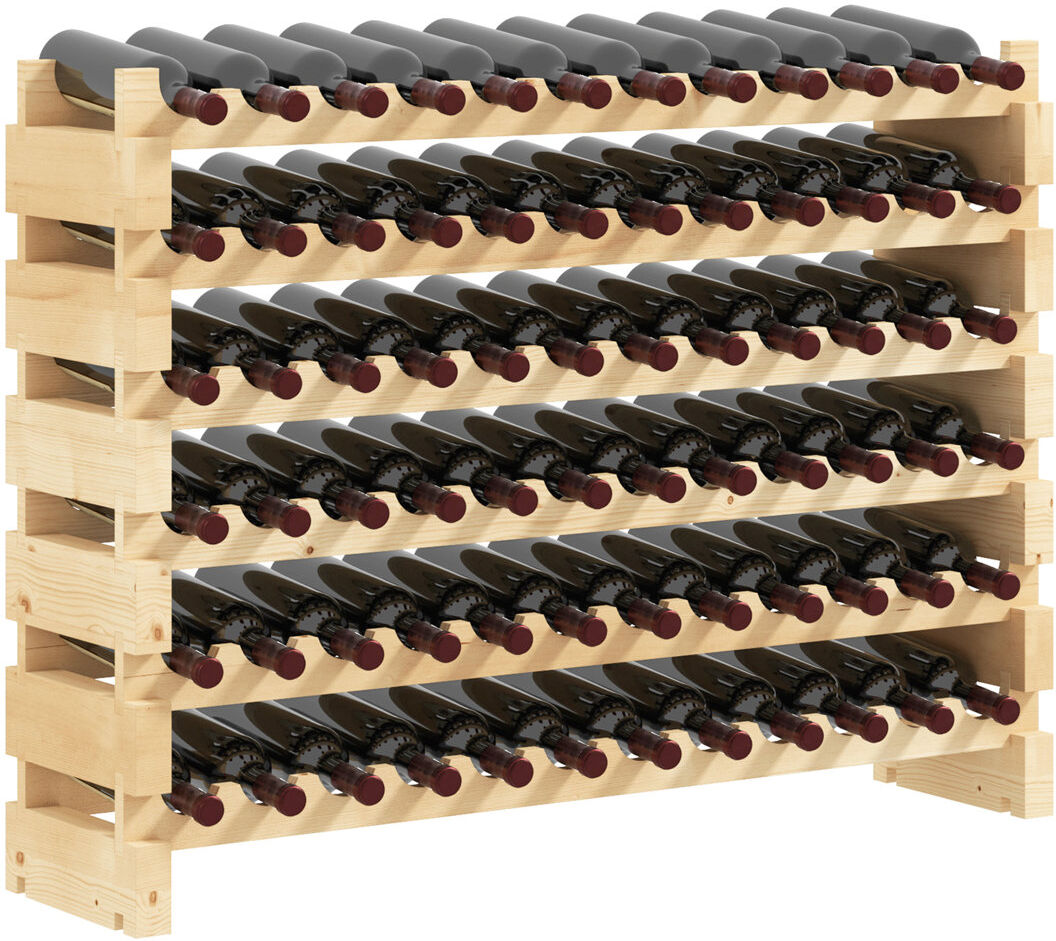 Symple Stuff HOMCOM 72 Bottle Shelf Wine Rack Holder Standing Holds Storage Pine Wood Cellar Beige 85cm H X 114cm W X 28cm D